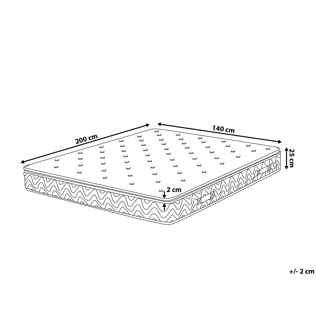 Resårmadrass i latex PURE LATEX HYBRID PRO Medelfast (H2/3) 140 x 200 cm