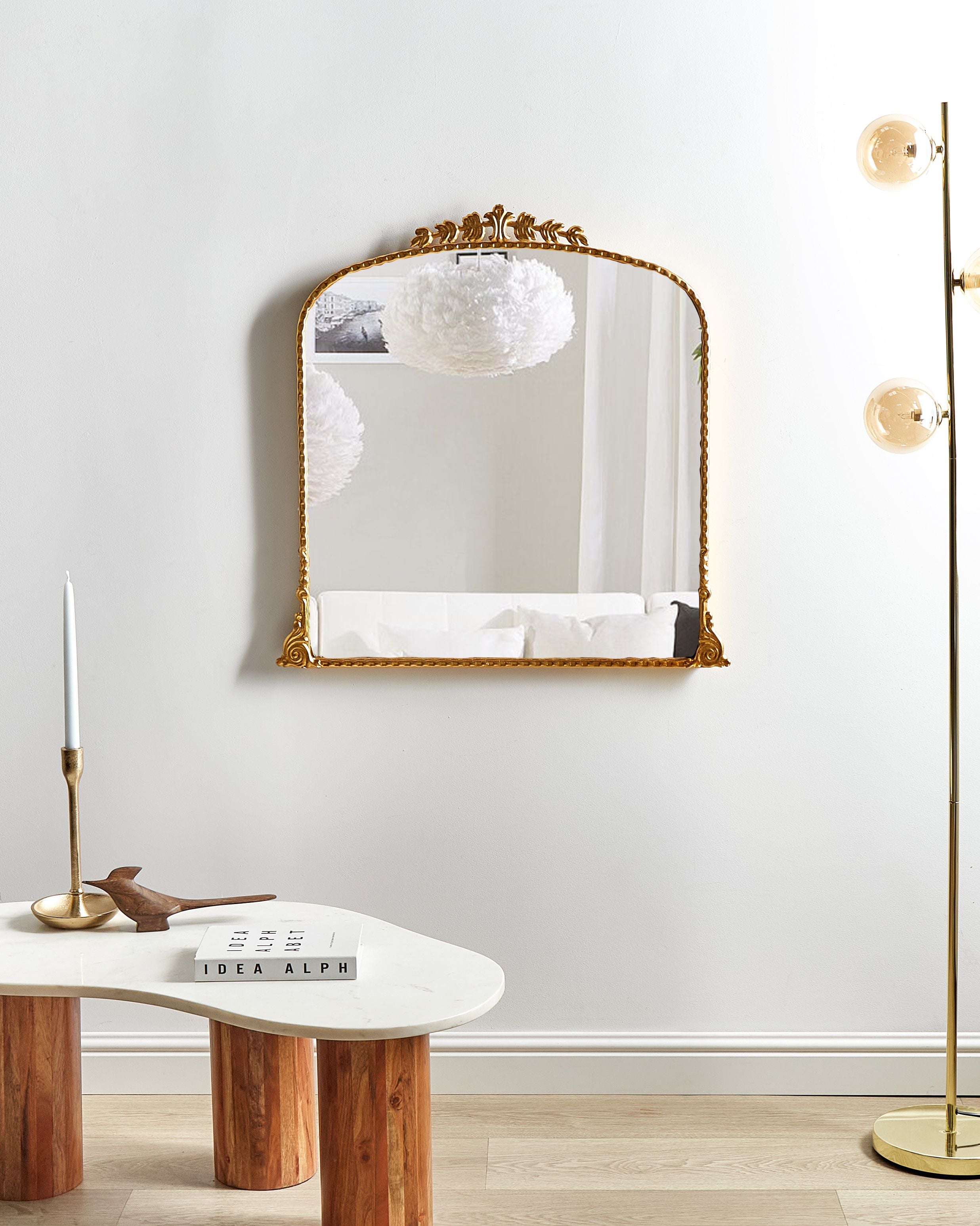 Väggspegel LIVRY 71 cm 71 cm Metall Guld