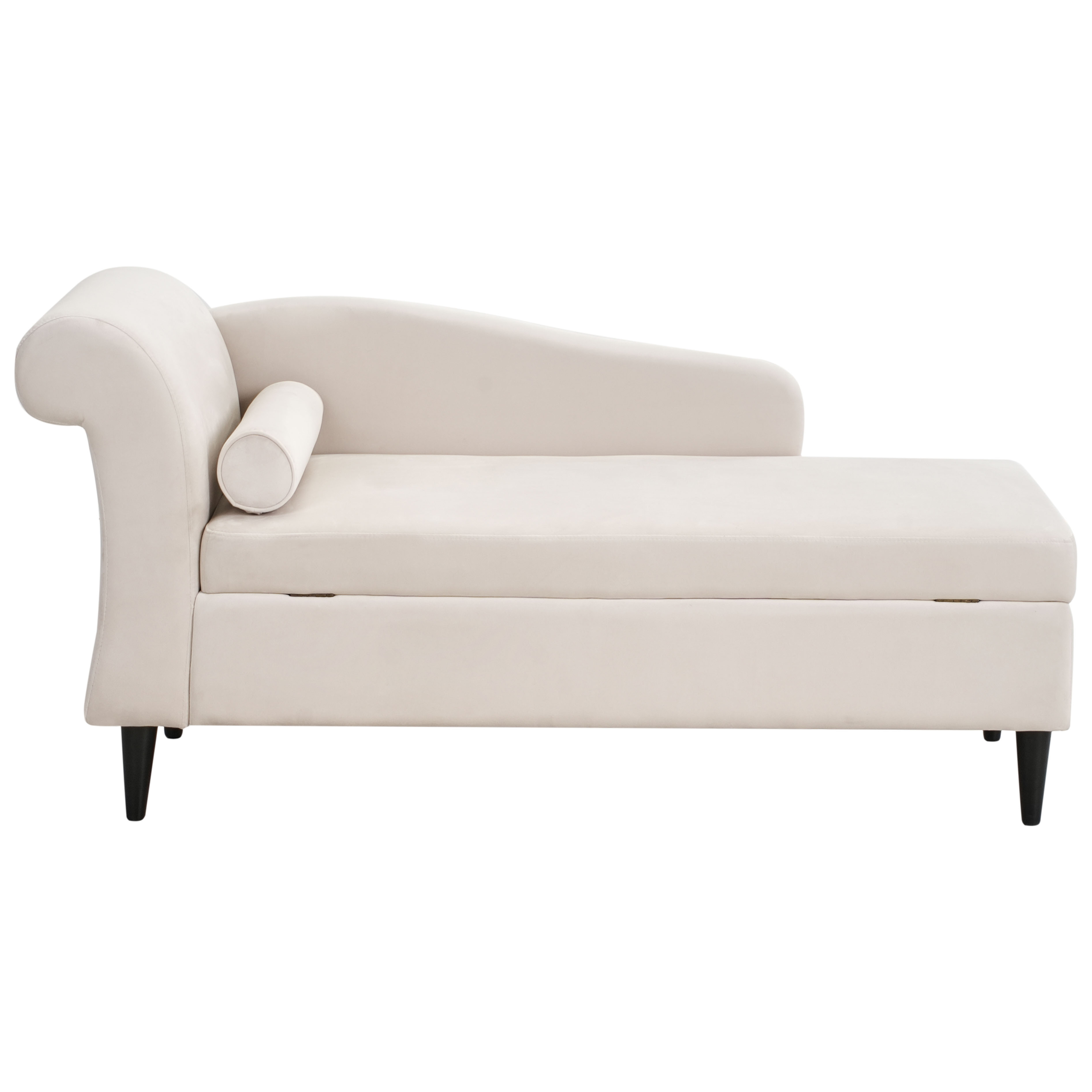 Vänstervänd schäslong LUIRO med förvaring Sammet Beige