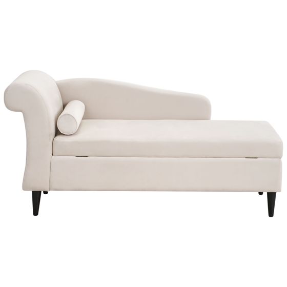 Vänstervänd schäslong LUIRO med förvaring Sammet Beige