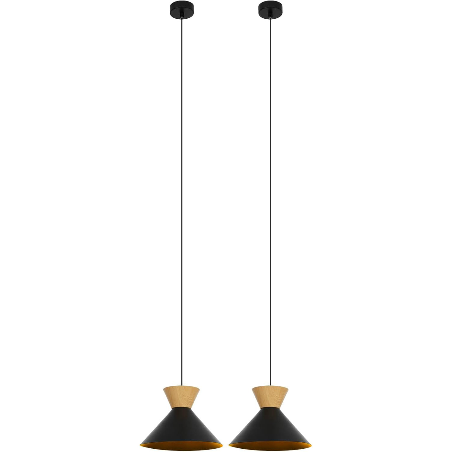 NETTLIFE Vintage - matsal, pendellampa, 2 x svart, pendellampa, industriell, pendellampa, E27, metall, retro