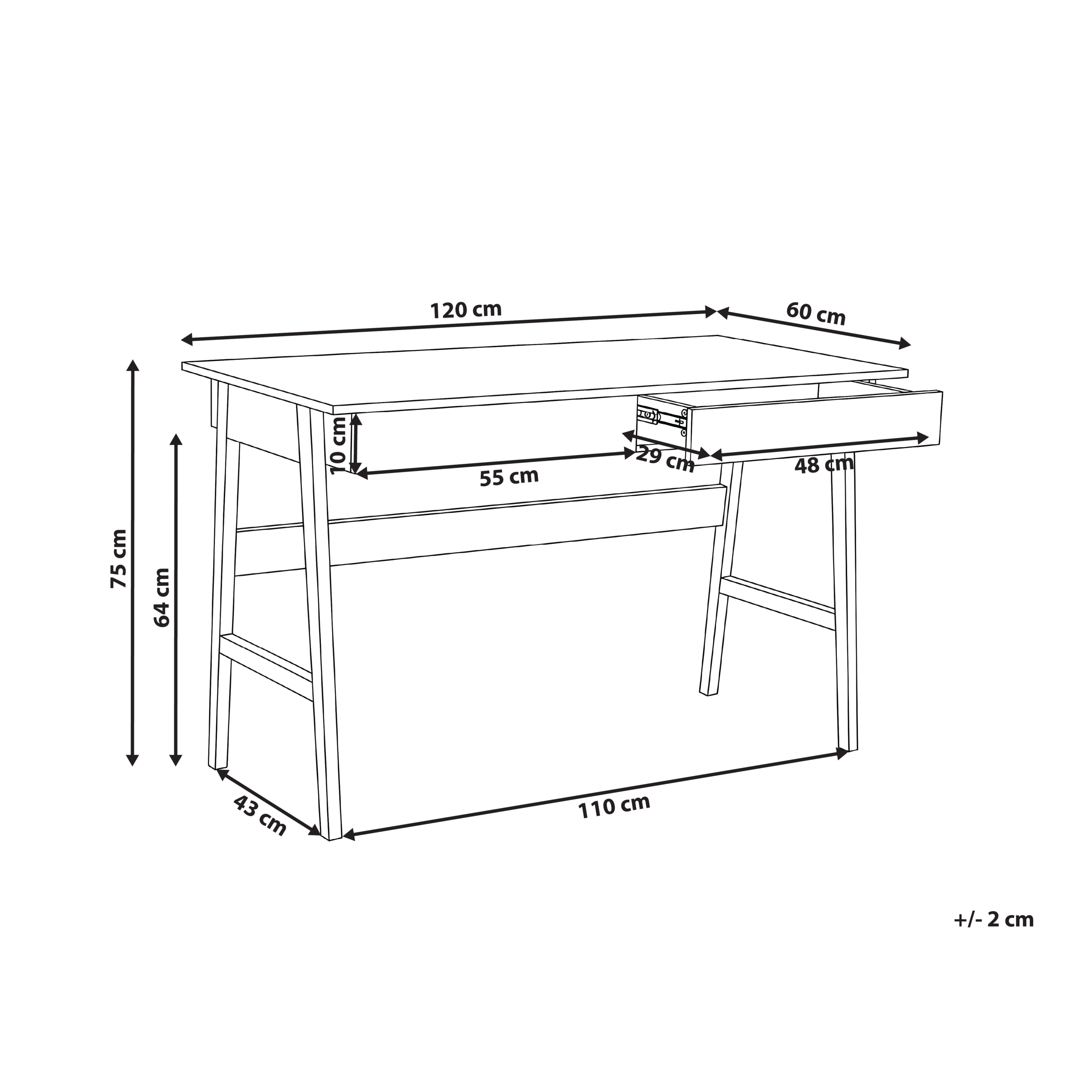 Skrivbord THESLAY 120 cm 60 cm Ljusbrun/ Vit
