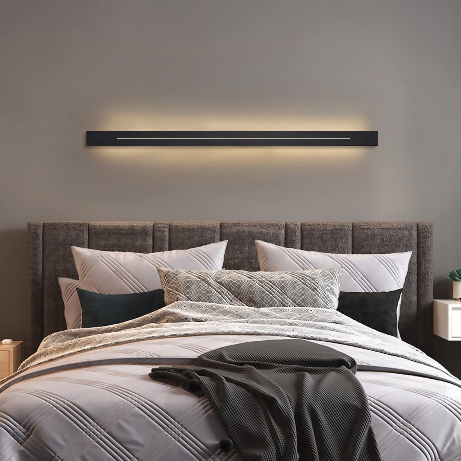 NETTLIFE LED - vägglampa, för inomhusbruk - modern, sovrum 100 cm korridorlampa, varmvit, 31W, svart trapplampa, vägglampa
