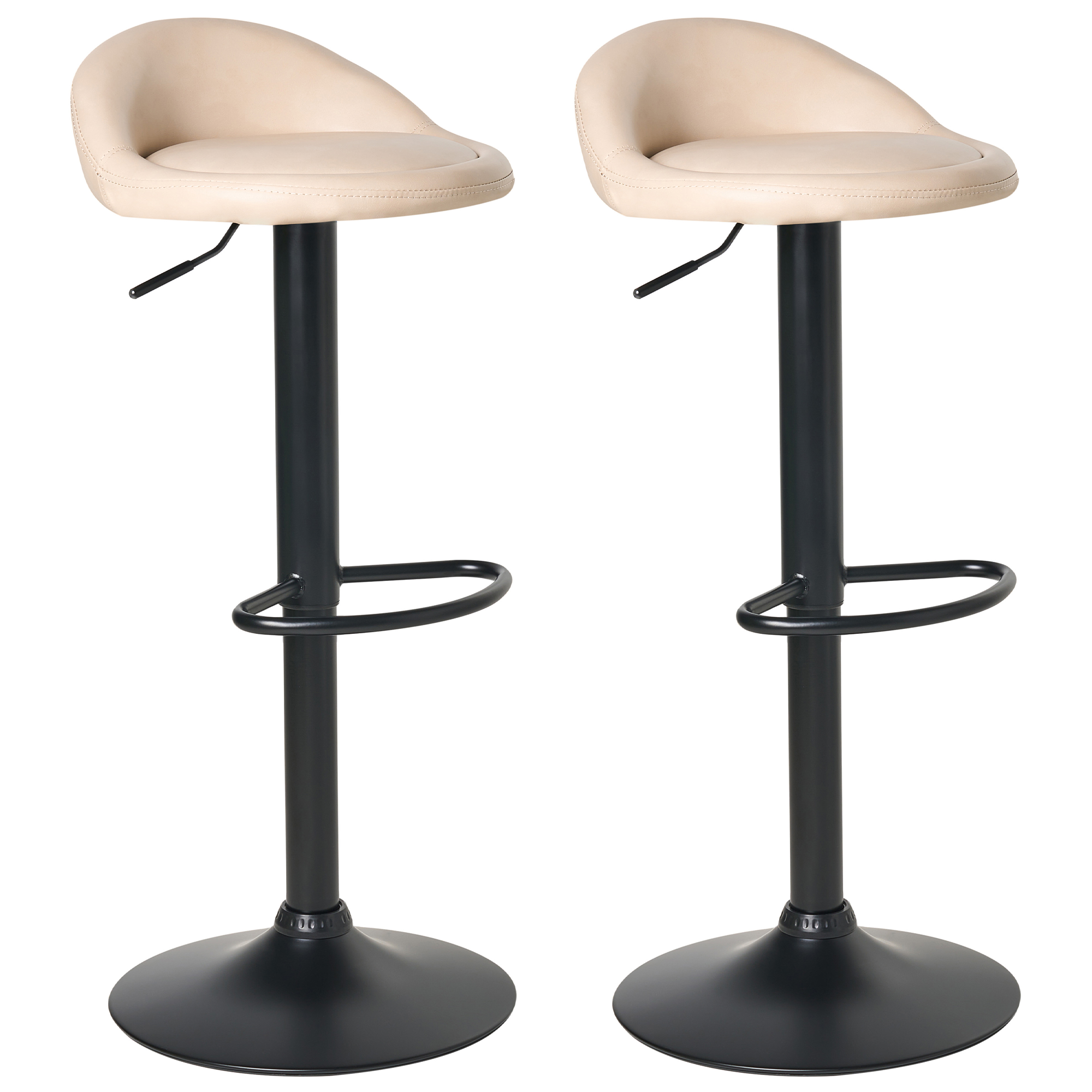 Set med 2 barstolar MEEDER Vridbar Konstläder Ljusbeige