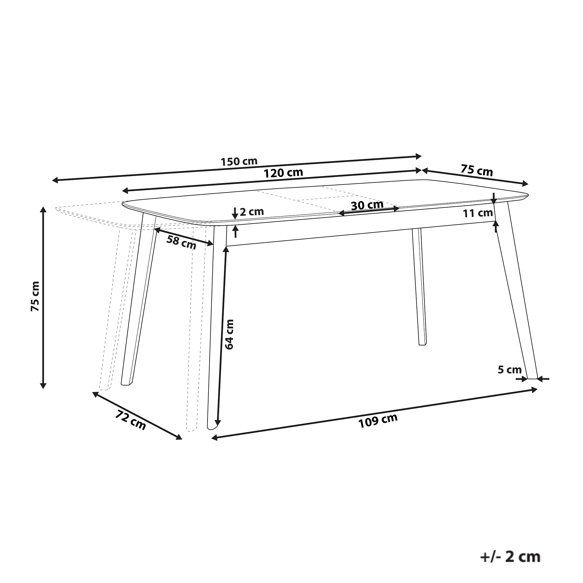 Förlängningsbart matbord MADOX Ljus ekfanér 120/150 cm 75 cm