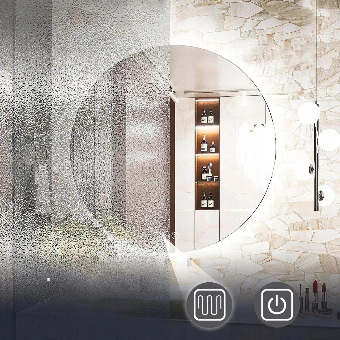 REA spegel HZJ 100cm LED Transparent x100x100cm