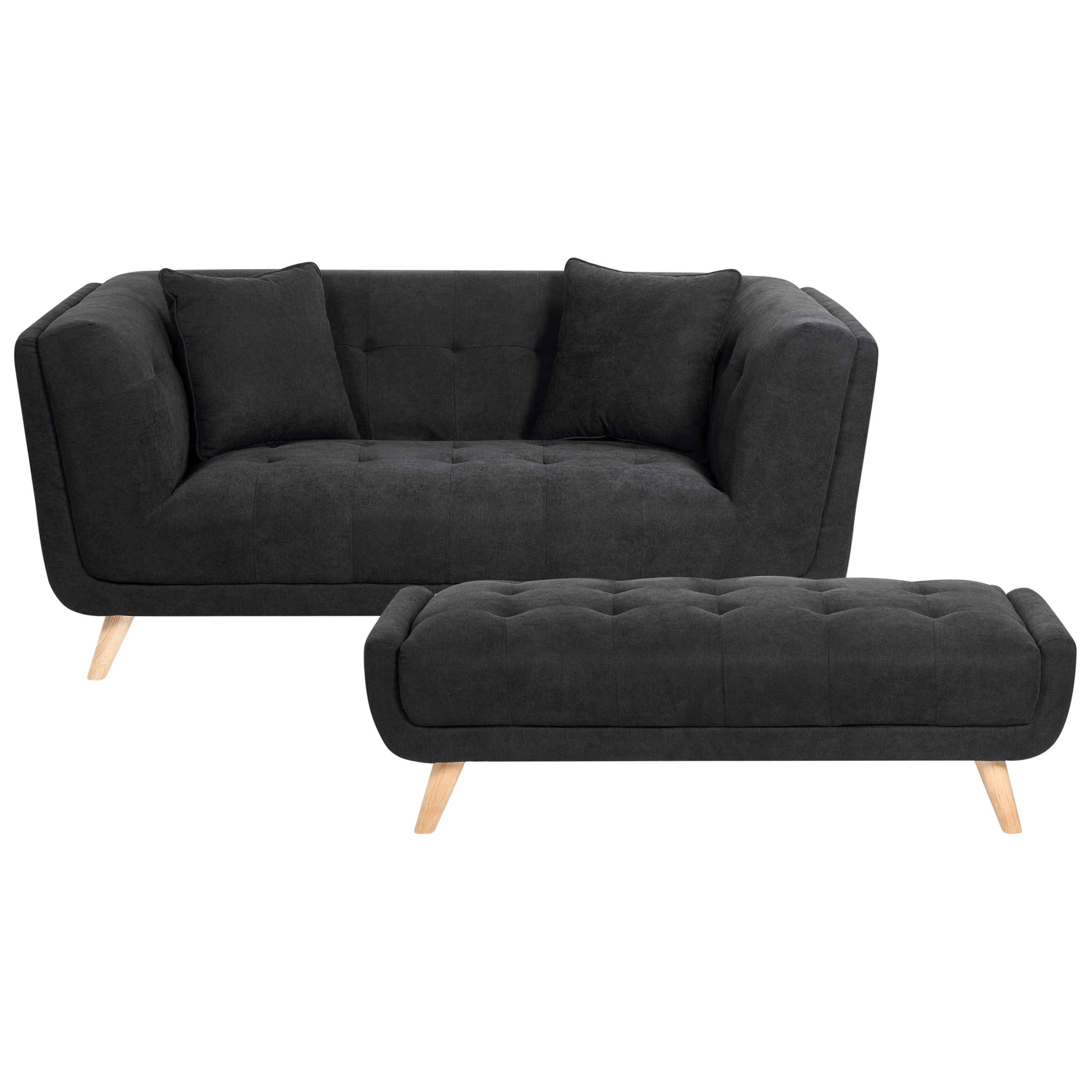 Soffa 2-sits HABO med fotpall Svart