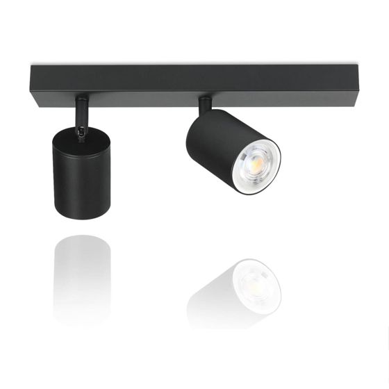 NETTLIFE Svart takspotlight för vardagsrum, taklampa med 2 ljuskällor, GU10 takspotlight