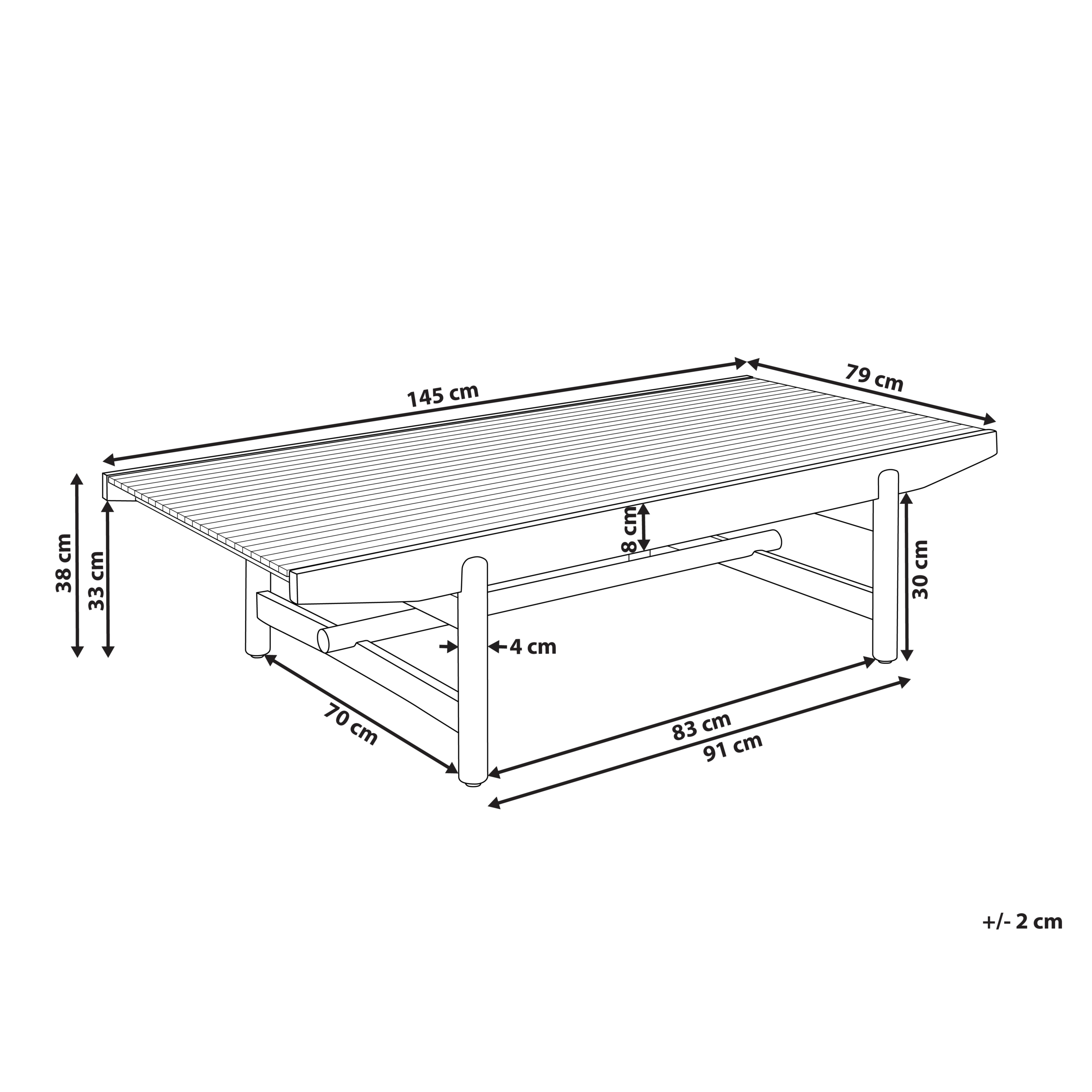 Trädgårdssoffbord GIAVENO 145 cm 79 cm Akaciaträ Brun