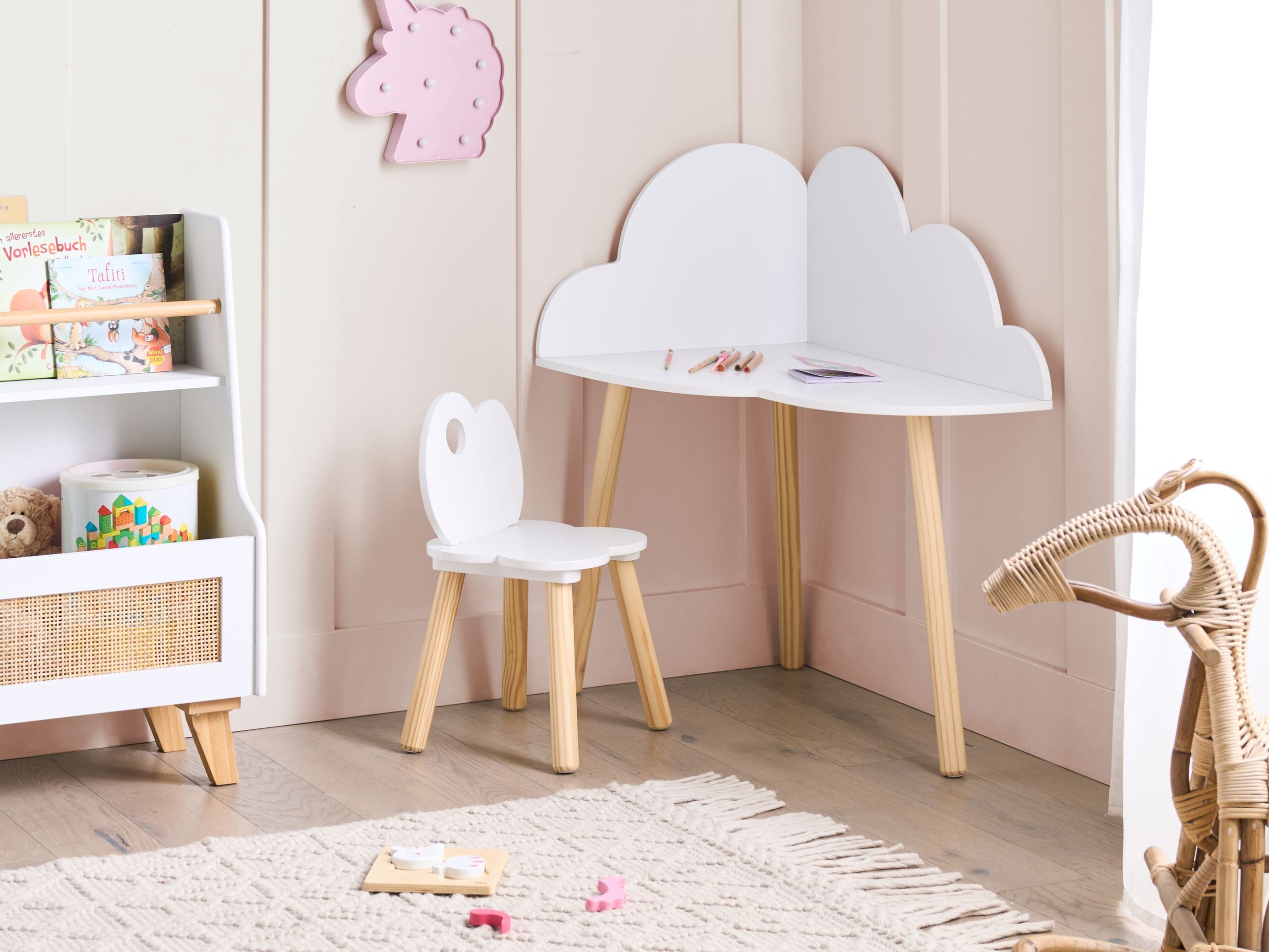 Barnbord och stolsset CLOUDY Vit