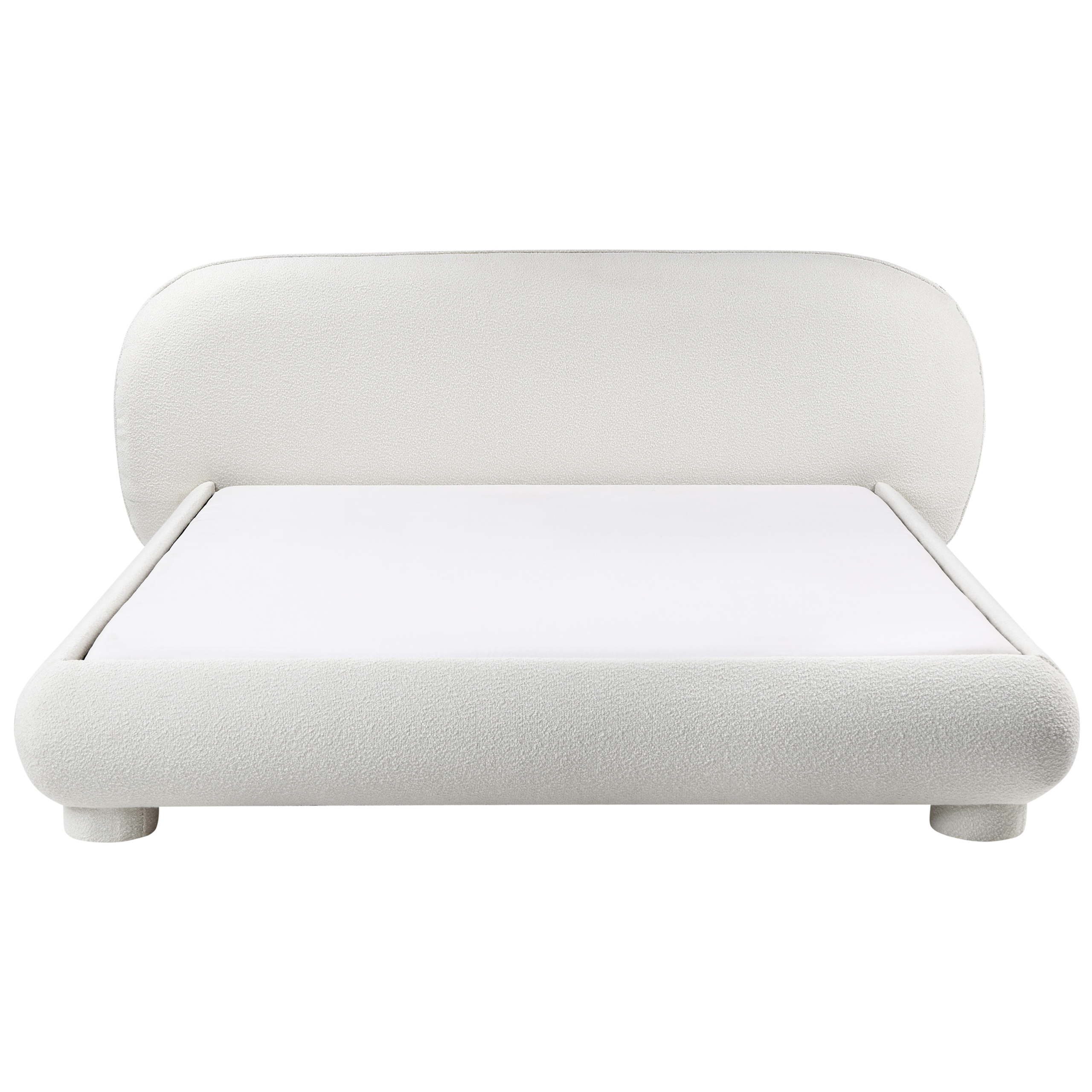 Säng med lamellram Bouclé BAYEL 180 x 200 cm Off-White