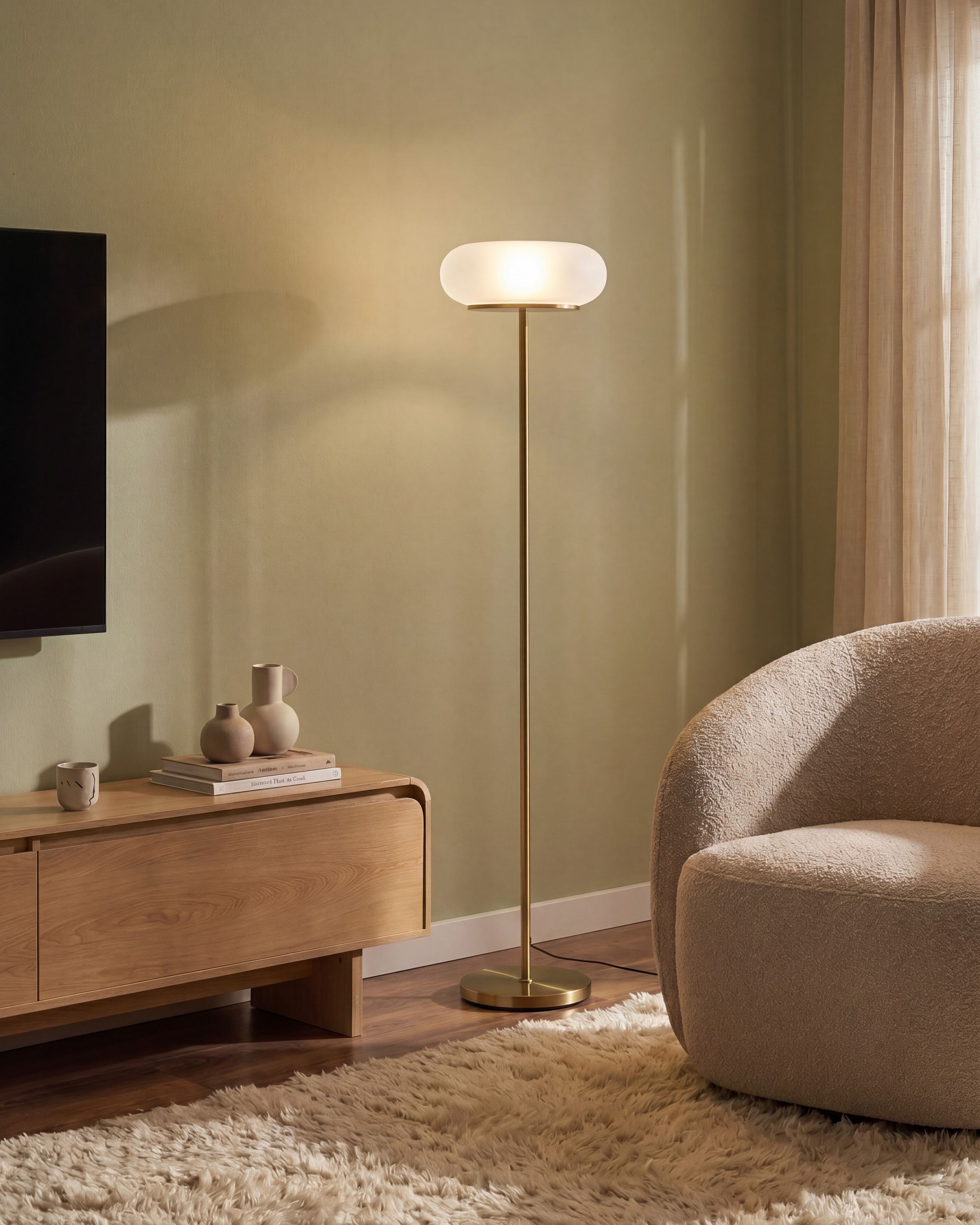 LED-golvlampa NITH med dimmer Glas Vit