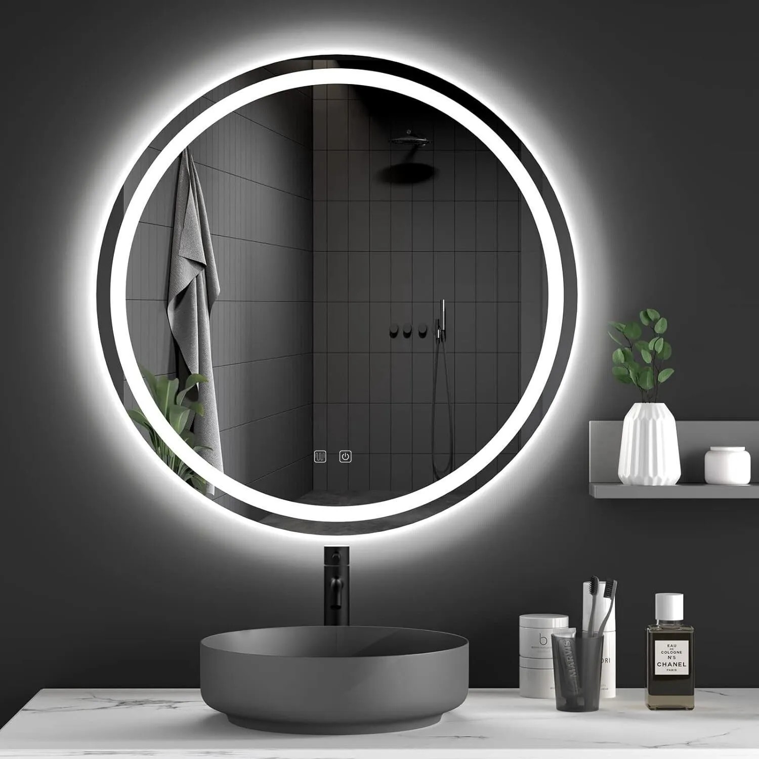 REA spegel LED P11241 70cm LED Ljusgrå 2x68,5x68,5cm