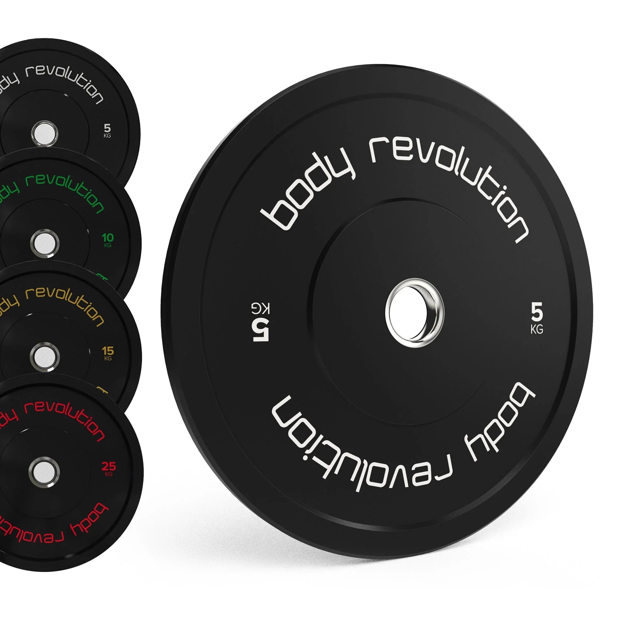 Body Revolution olympiska viktskivor, svarta, 60 kg, set: 2 x 5 kg, 2 x 10 kg, 2 x 15 kg