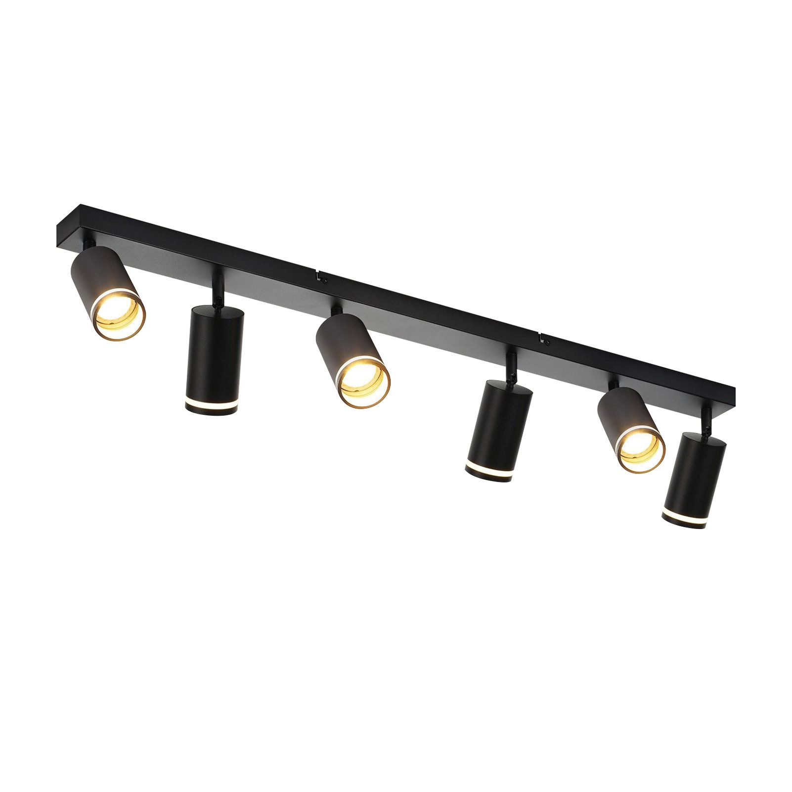 NETTLIFE Modern taklampa med 6 spots: Svart GU10-taklampa, 355° roterbar metalllampa för kök, vardagsrum utan glödlampa