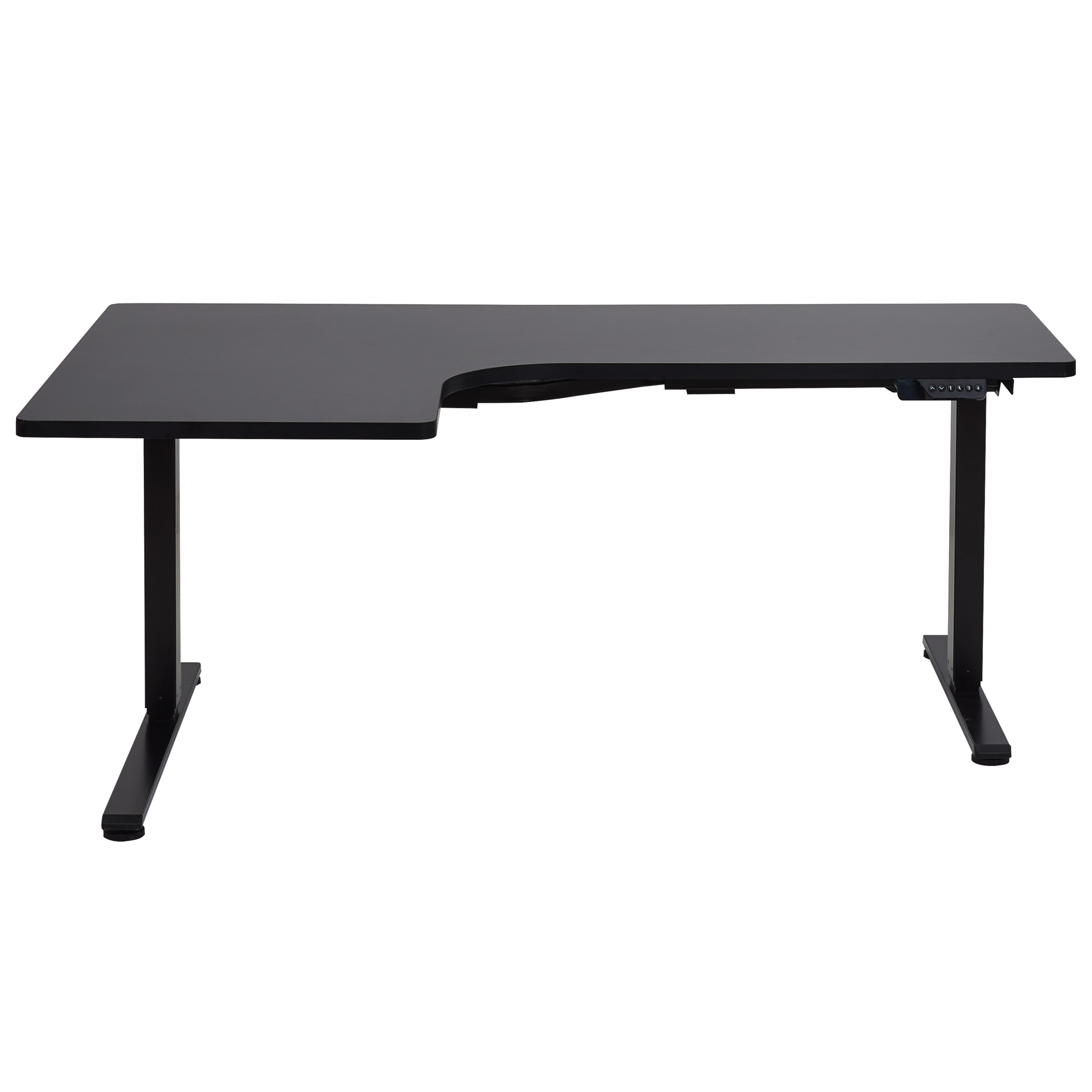 Elektriskt justerbart hörnskrivbord DESTINES 160 cm 109 cm Svart Vänstervänd