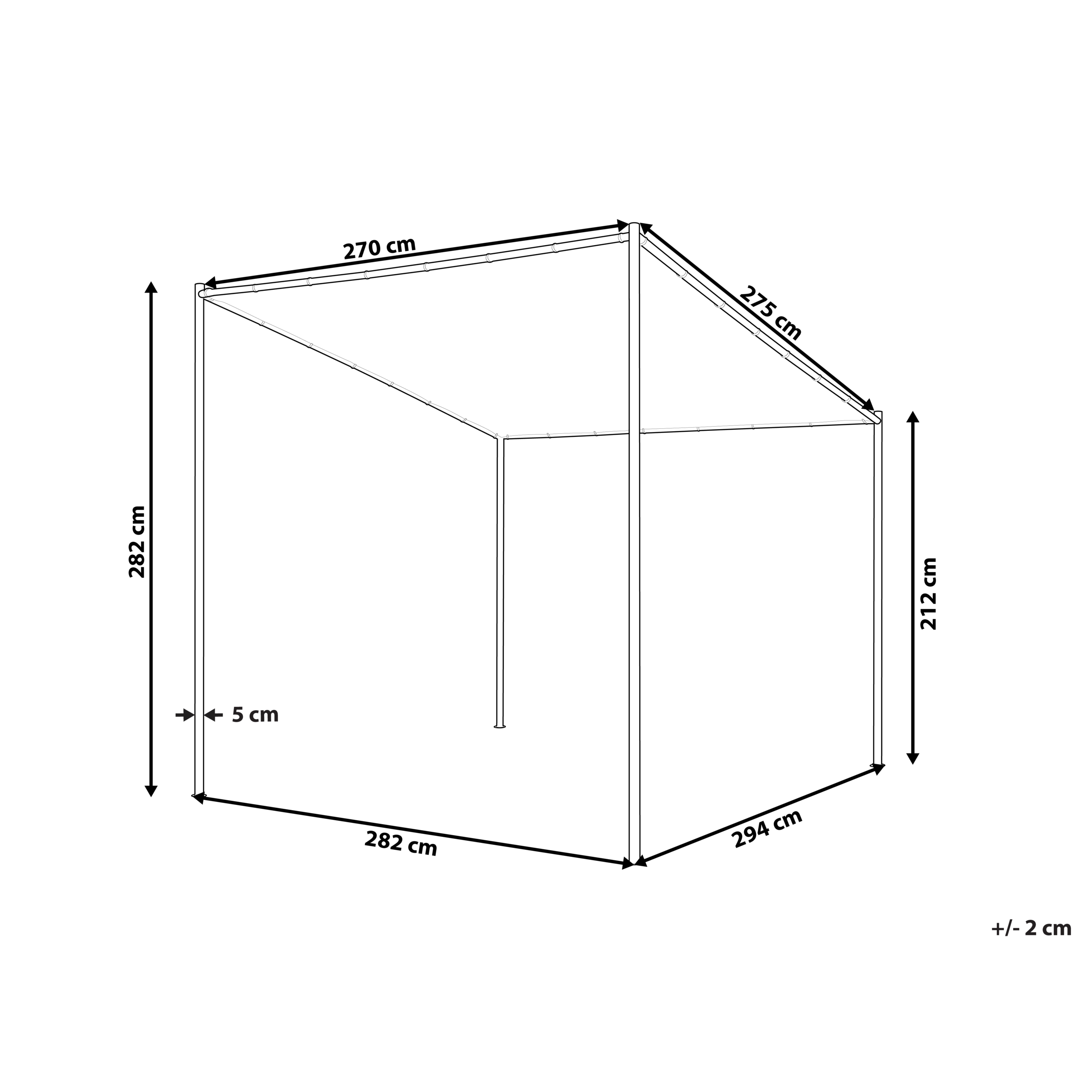 Paviljong VIMINO 282 cm 294 cm Metall Mörkgrå