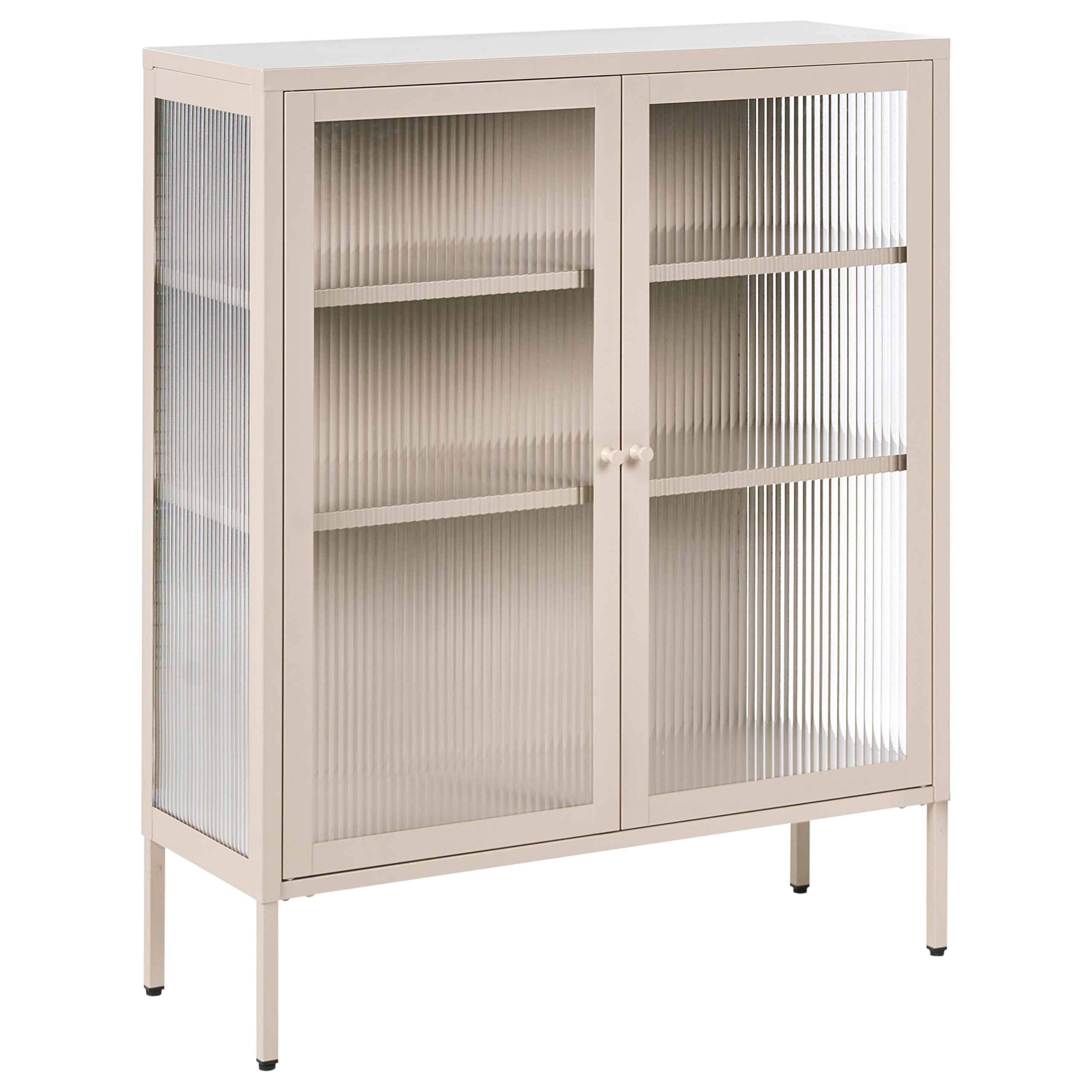 Vitrinskänk i glas LERRYN 90 cm Metall Beige
