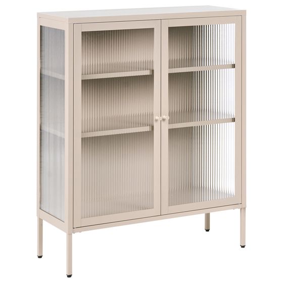 Vitrinskänk i glas LERRYN 90 cm Metall Beige