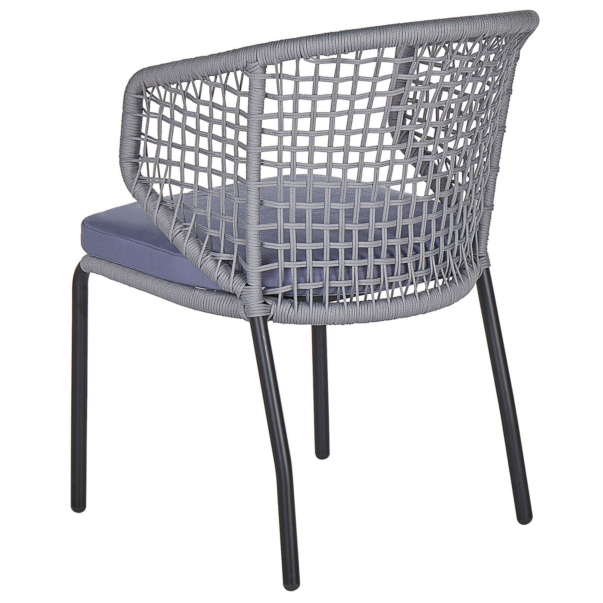 Set med 2 stolar med dynor PALMI Metall Grå