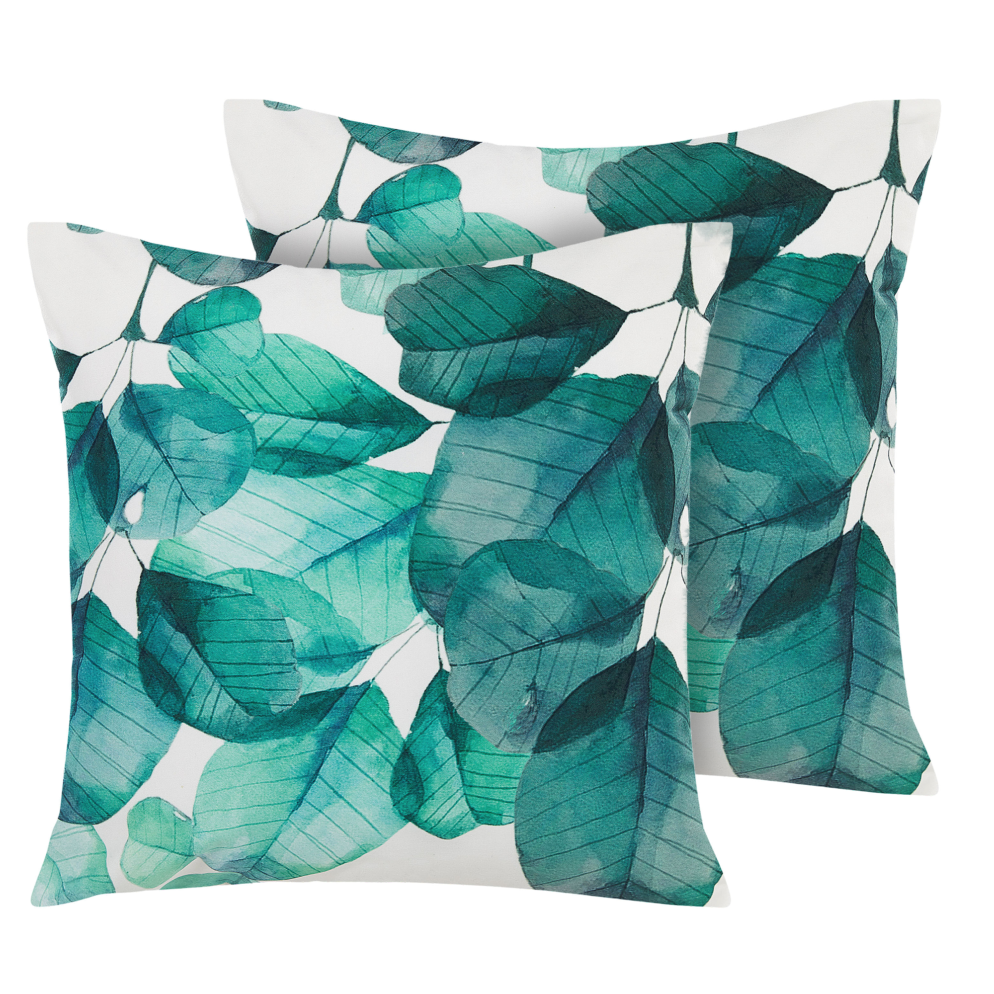 Set med 2 utomhusdynor TREBBO Växtmotiv 45 x 45 cm Blågrön