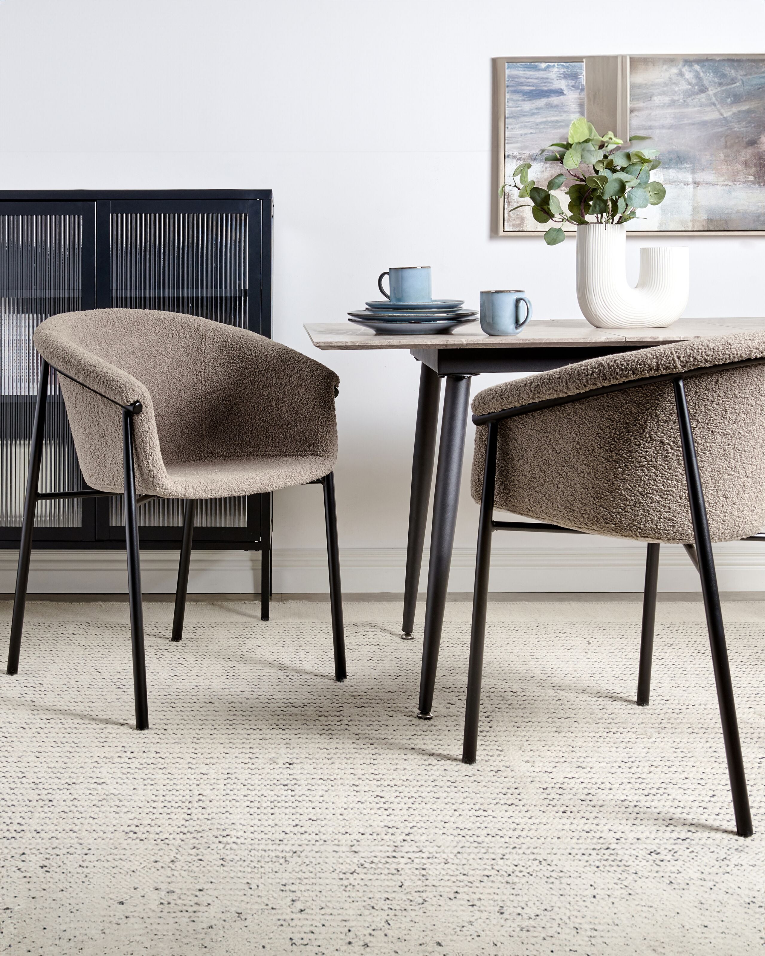 Set med 2 matstolar AMES Bouclé Taupe