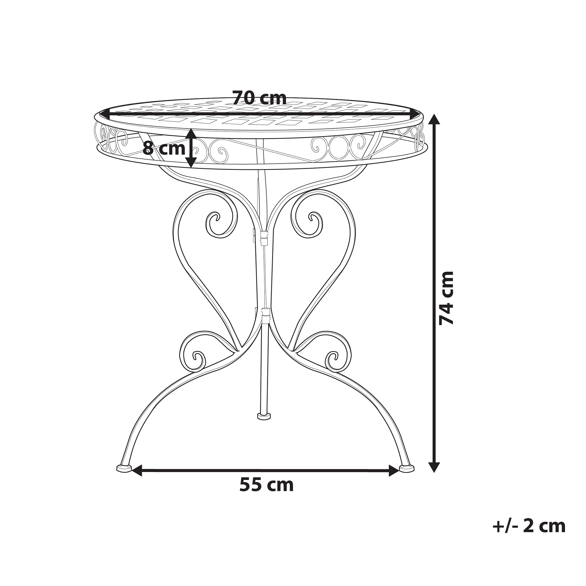 Bistrobord ALBINIA 70 cm 70 cm Metall Rosa