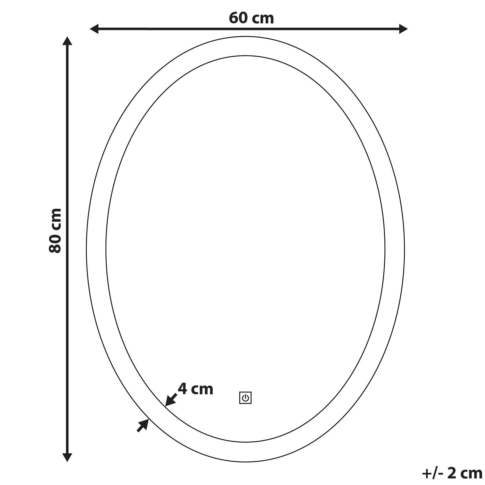 Badrumsspegel med LED VIRIAT 60 cm 80 cm Silver