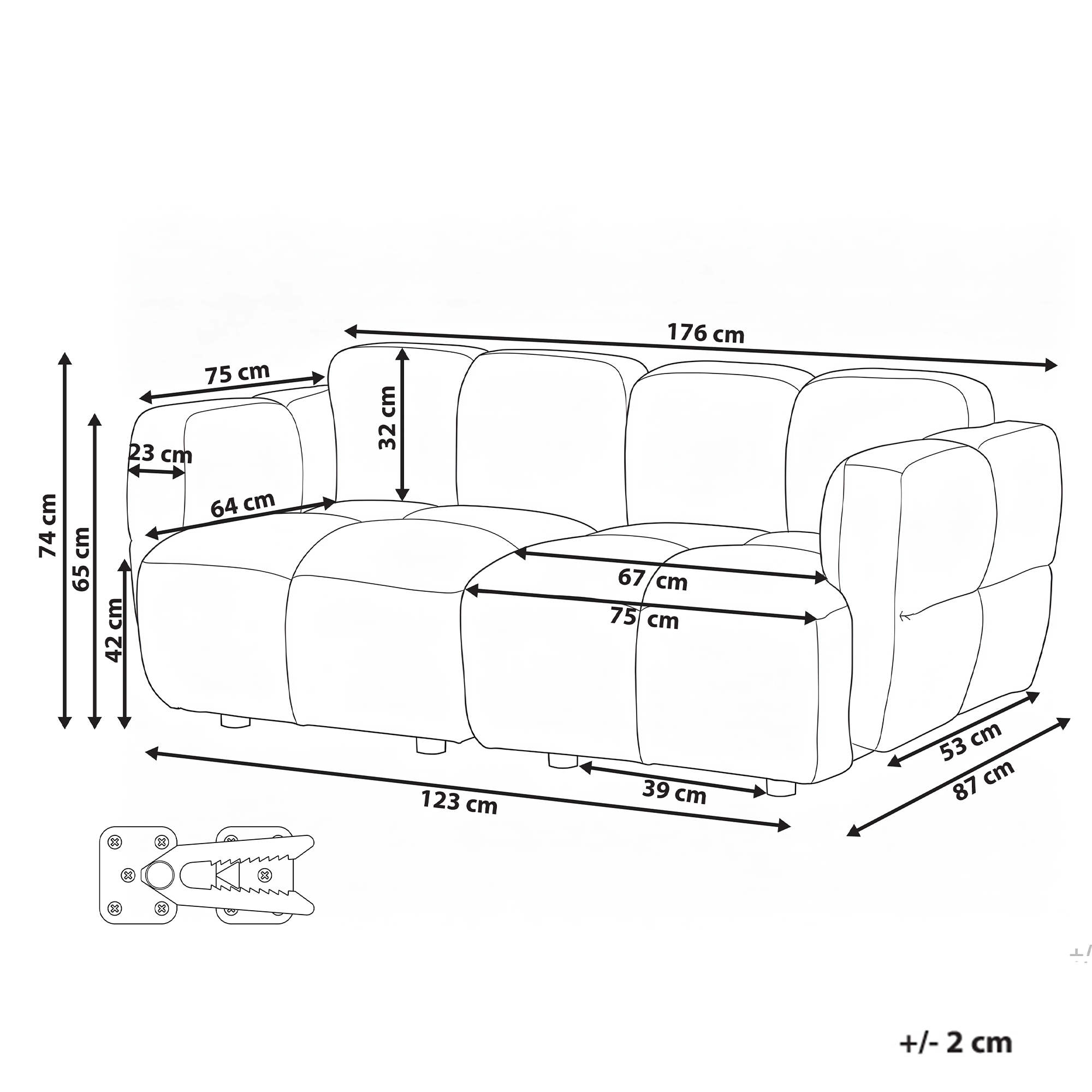 Modulsoffa 2-sits MAKSABERG Beige