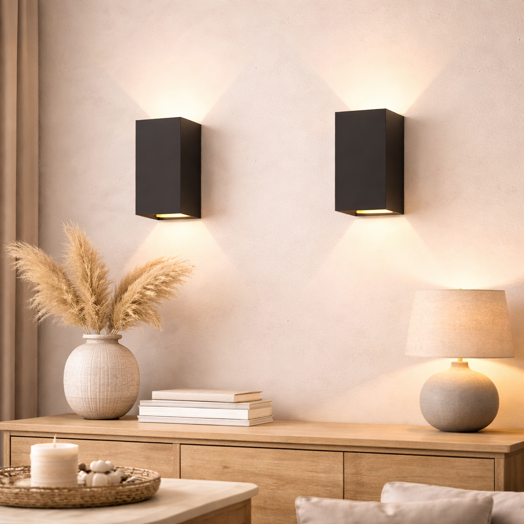 NETTLIFE 2st, LED-vägglampa, utomhus- och inomhusbruk: svart, vägglampa, utomhuslampa, hus, vägglampa 5W IP65, varmvit, 3000K