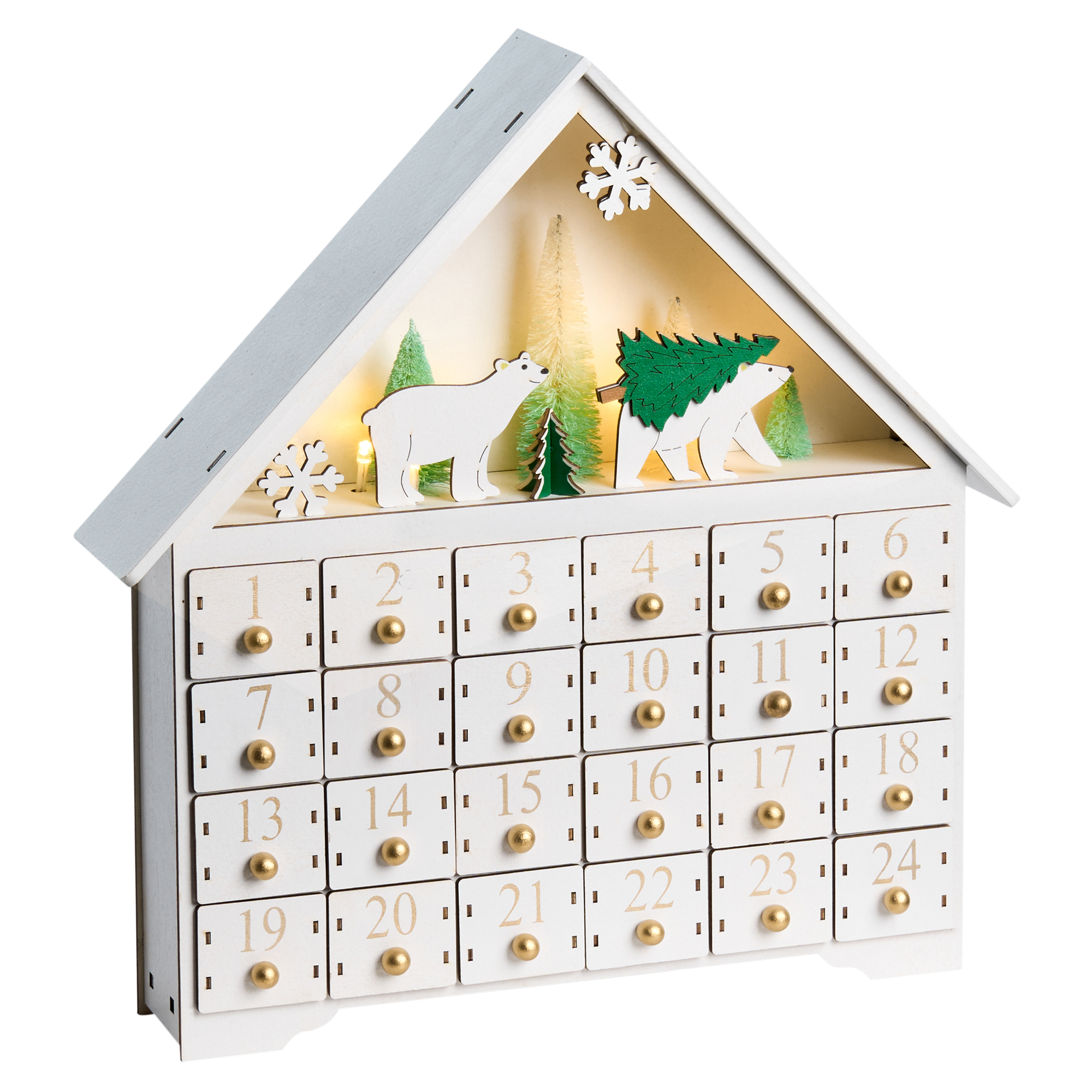 Julpynt LED MJOSA 33 cm Adventskalender Vit