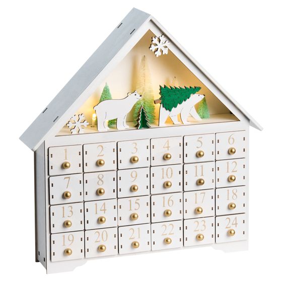 Julpynt LED MJOSA 33 cm Adventskalender Vit
