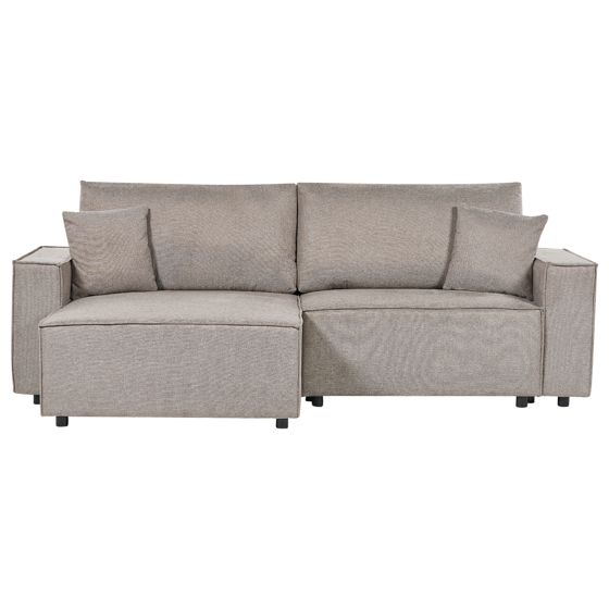 Hörnbäddsoffa 3-sits KARILA med förvaring Taupe Högervänd