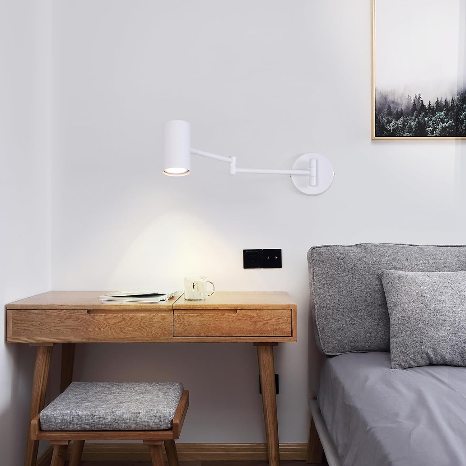 NETTLIFE Inomhusvägglampa, GU10 - Sovrum, Lampa, Väggspotlight, Vägglampor, Modern Vit, Utan, Glödlampa