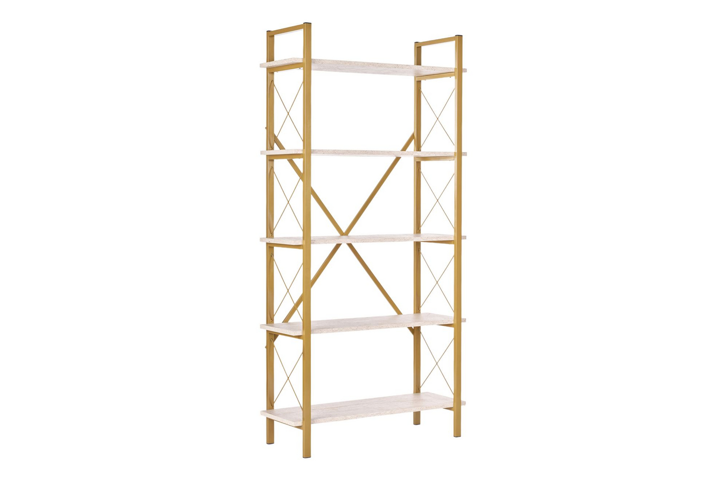 Norda Design Modern Glam bokhylla, 90x180x34 cm, 100% melamin, metallram, väggmonterbar