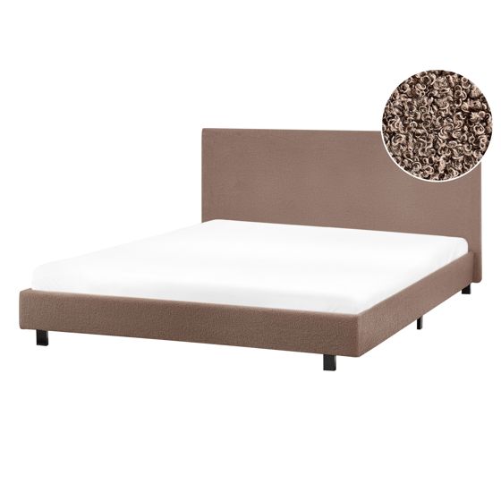 Säng med lamellram Bouclé ALBI 140 x 200 cm Brun