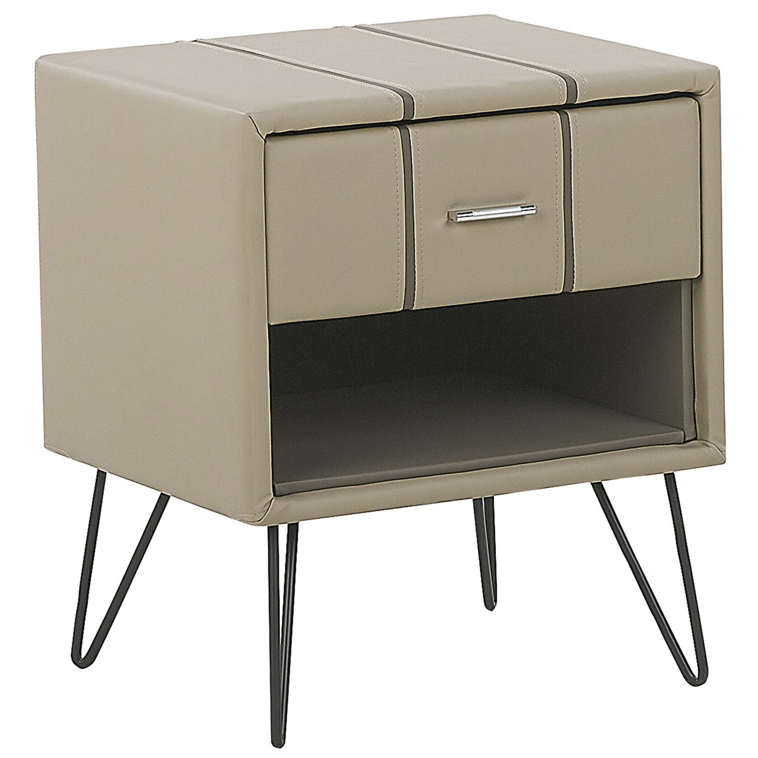 Sängbord med förvaringslåda BETIN Konstläder Beige