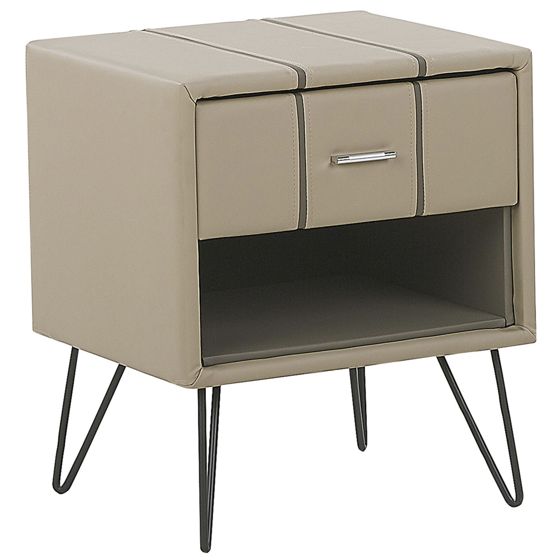 Sängbord med förvaringslåda BETIN Konstläder Beige