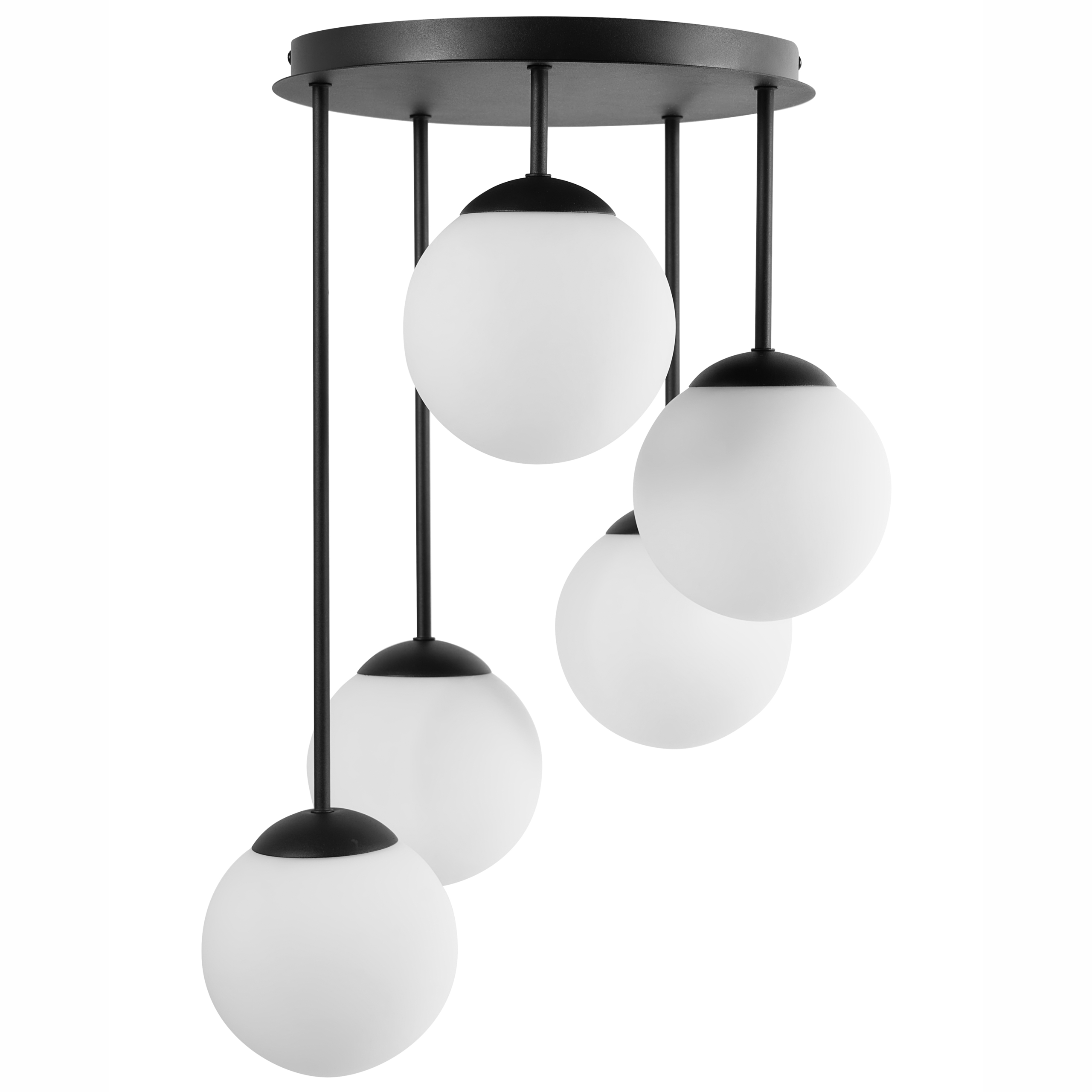 Pendellampa med 5 lampor RIANA Glas Svart