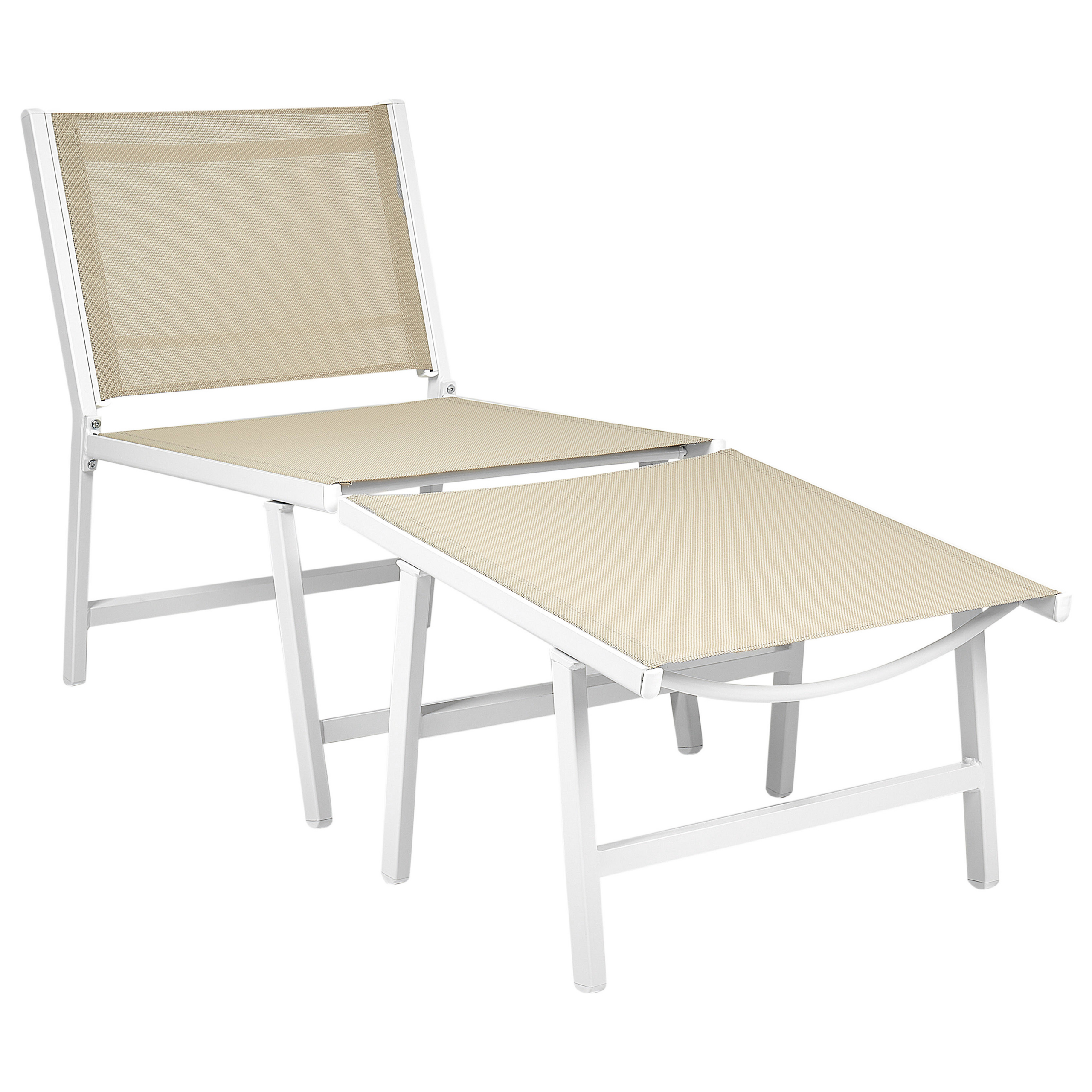 Trädgårdsstol MARCEDDI med fotpall Metall Vit/ Beige