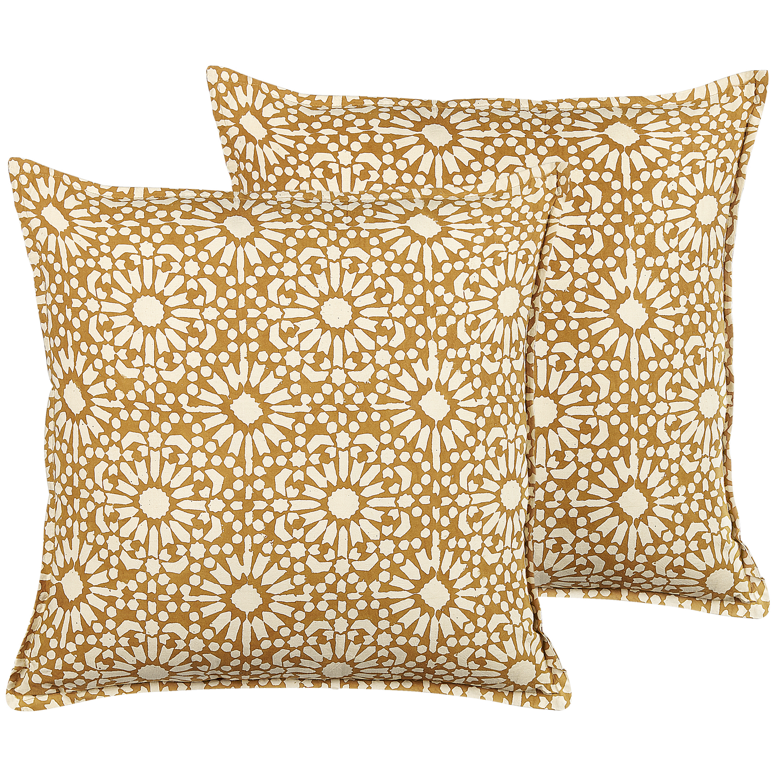 Set med 2 prydnadskuddar CEIBA 45 x 45 cm Bomull Beige Geometriskt tryck
