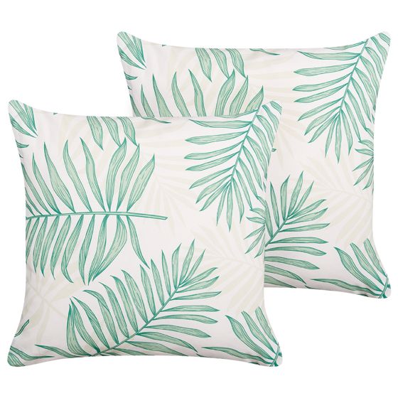 Set med 2 utomhusdynor POGGIO Växtmotiv 45 x 45 cm Grön
