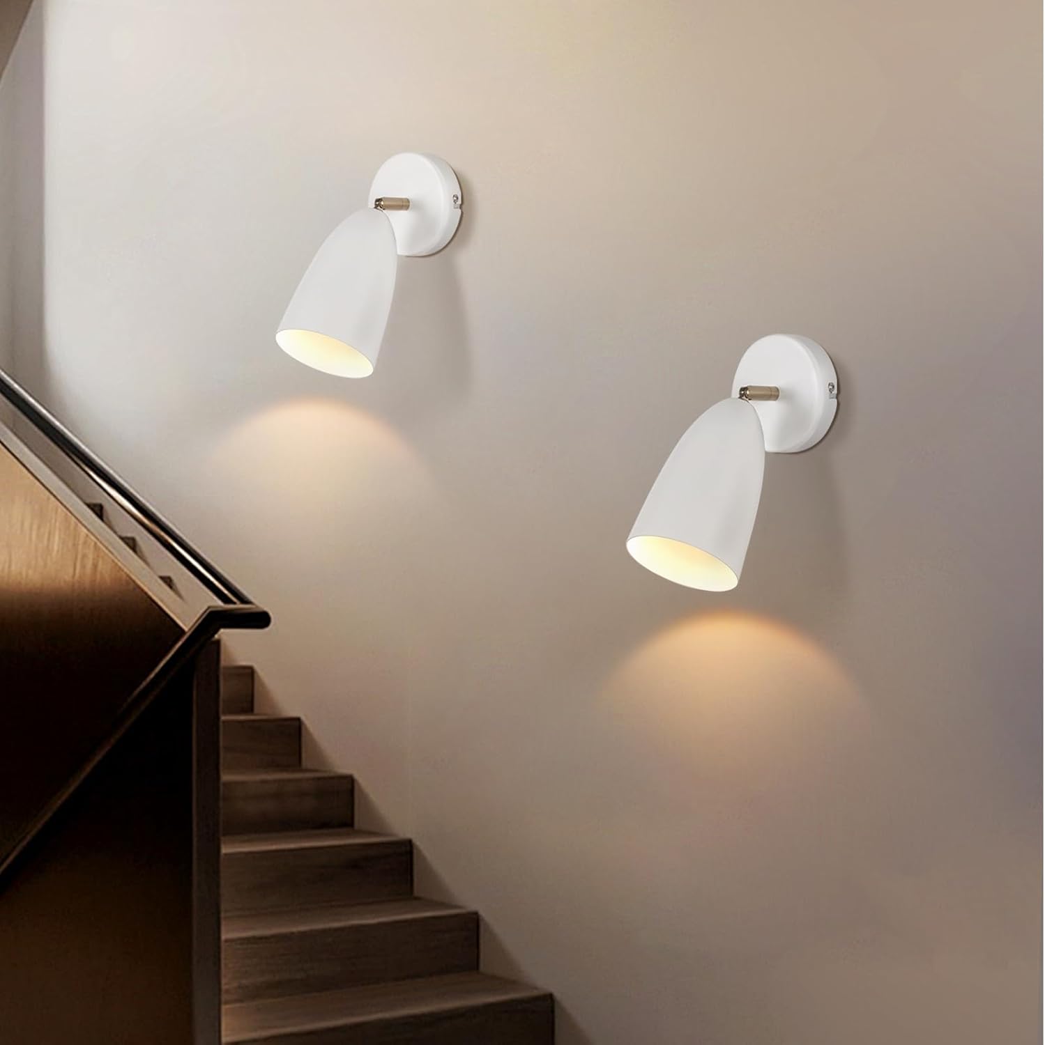 NETTLIFE Vit inomhusvägglampa, vintage, retro, väggspotlight för sovrum, GU10