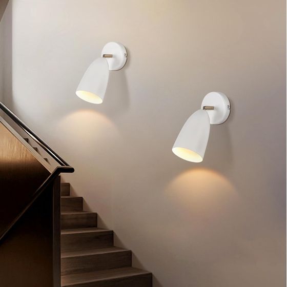 NETTLIFE Vit inomhusvägglampa, vintage, retro, väggspotlight för sovrum, GU10