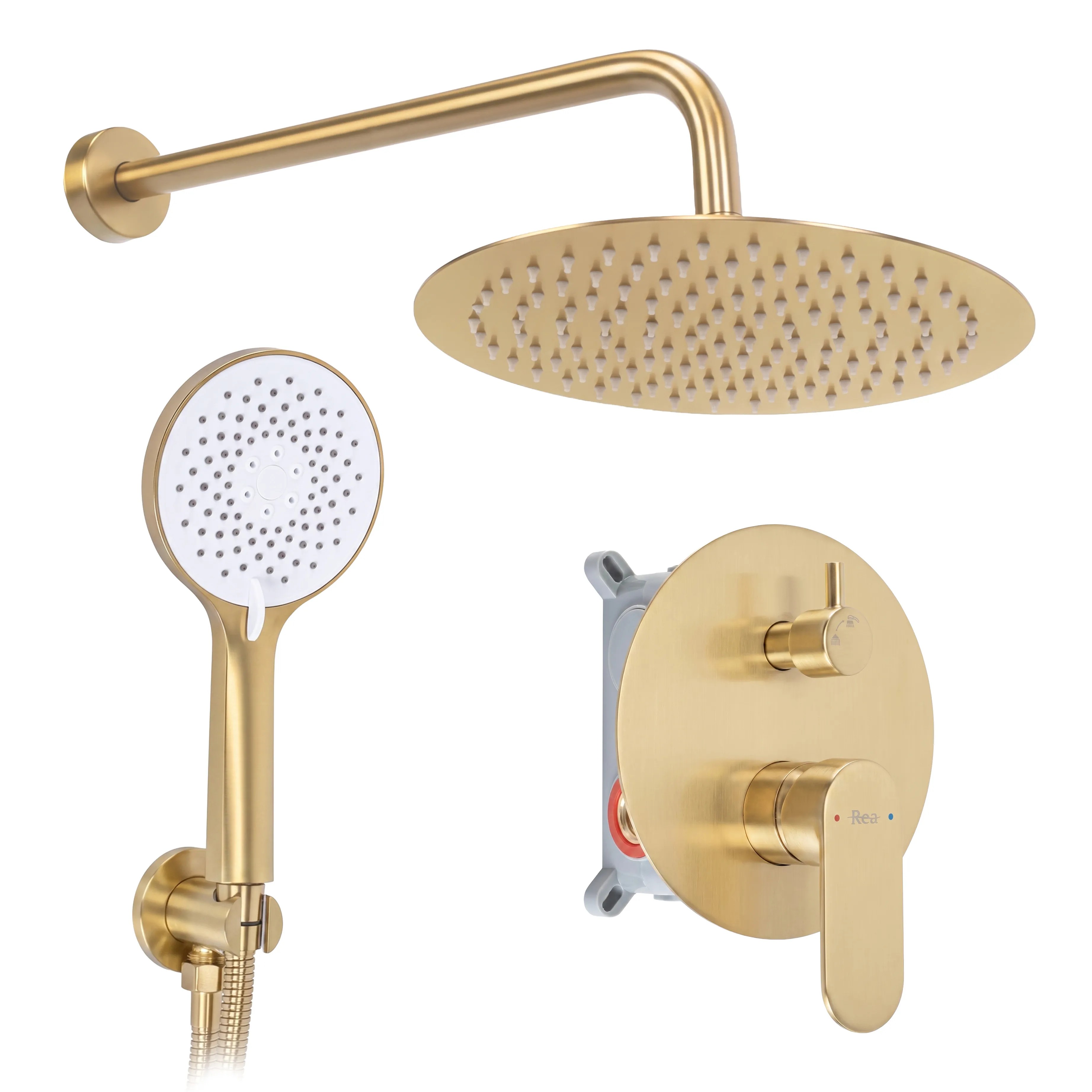 REA Inbyggt Duschset Drop Borstat Guld, 39x25x120,5cm