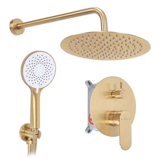 REA Inbyggt Duschset Drop Borstat Guld, 39x25x120,5cm