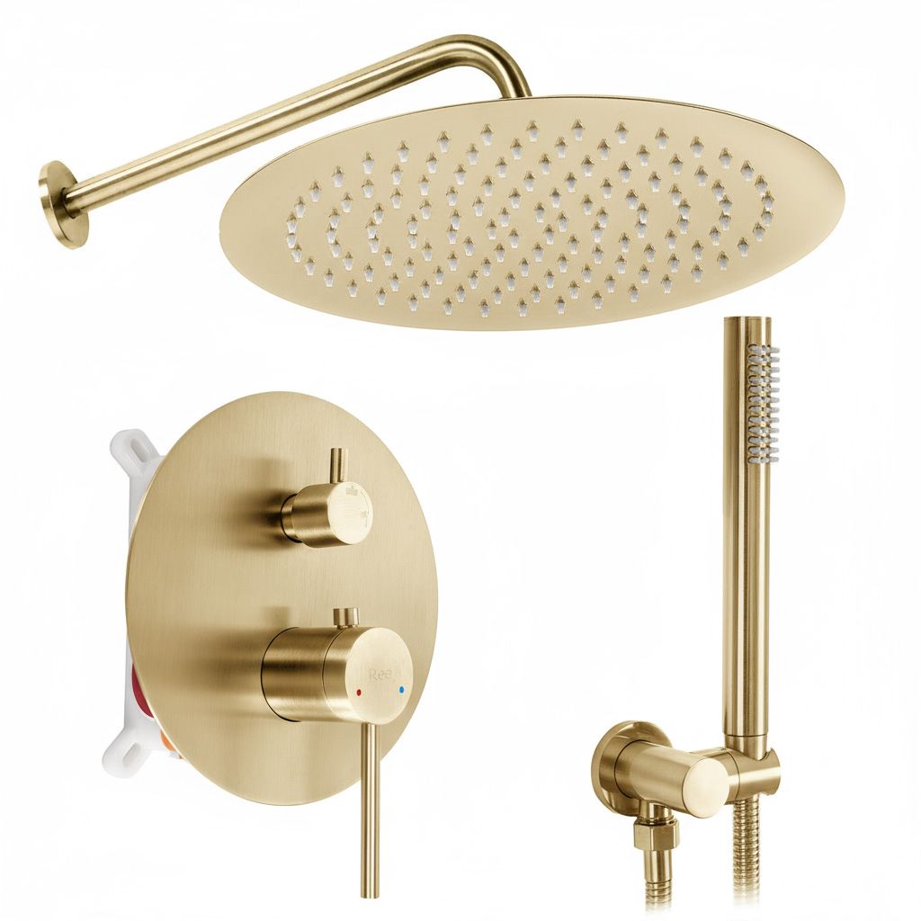REA Inbyggt Duschset JS-7029BG Borstat Guld, 25x40x18cm