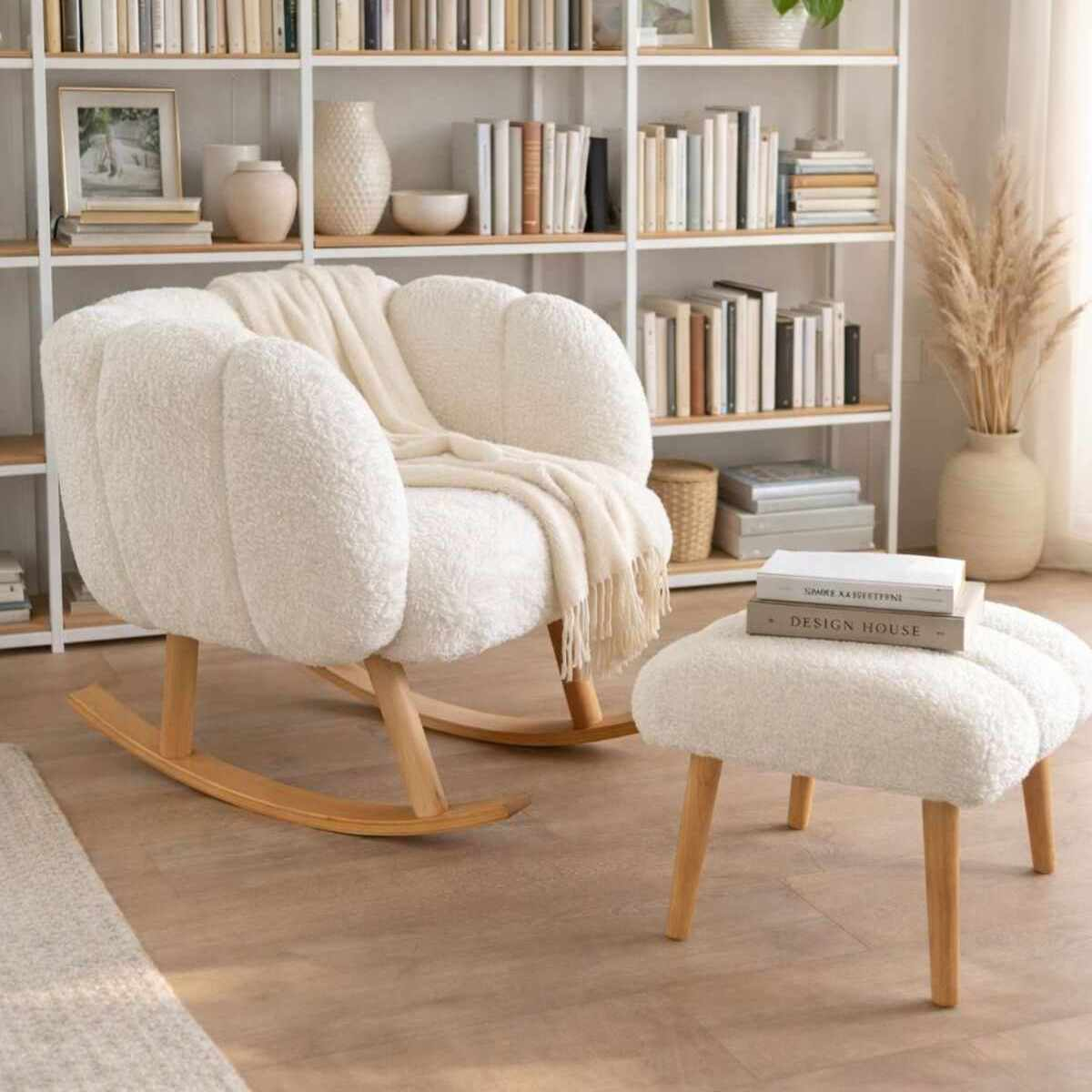 Norda Design Öronlappsfåtölj- och puffset (2 Pieces) Lotus Lotus Wing Chair 42 x 70 x 94 cm