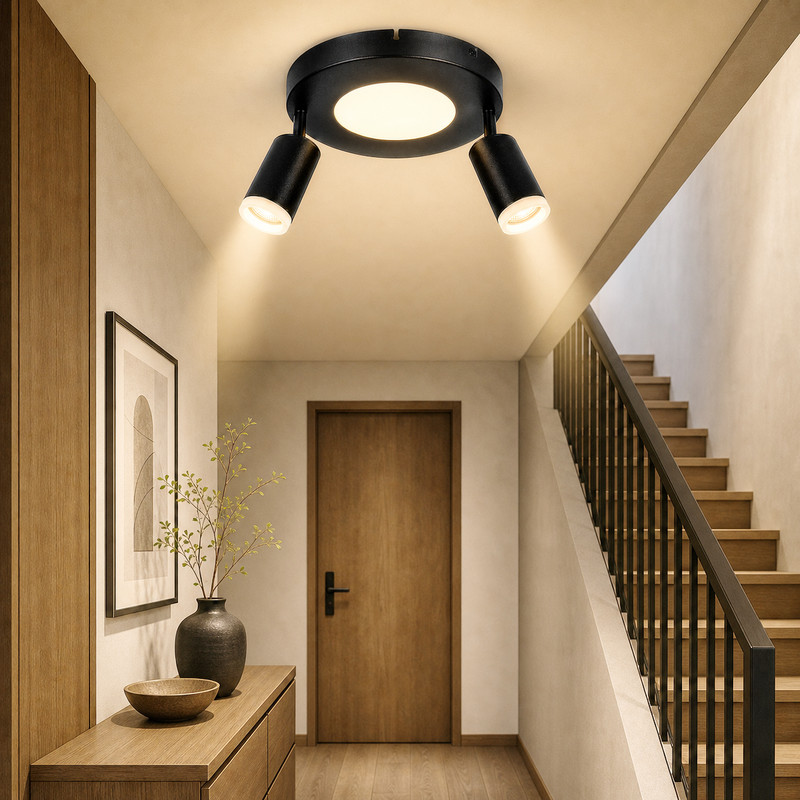 NETTLIFE Takspotlight 2 lampor svart 3000K ögonskydd enkel installation justerbar 350° GU10
