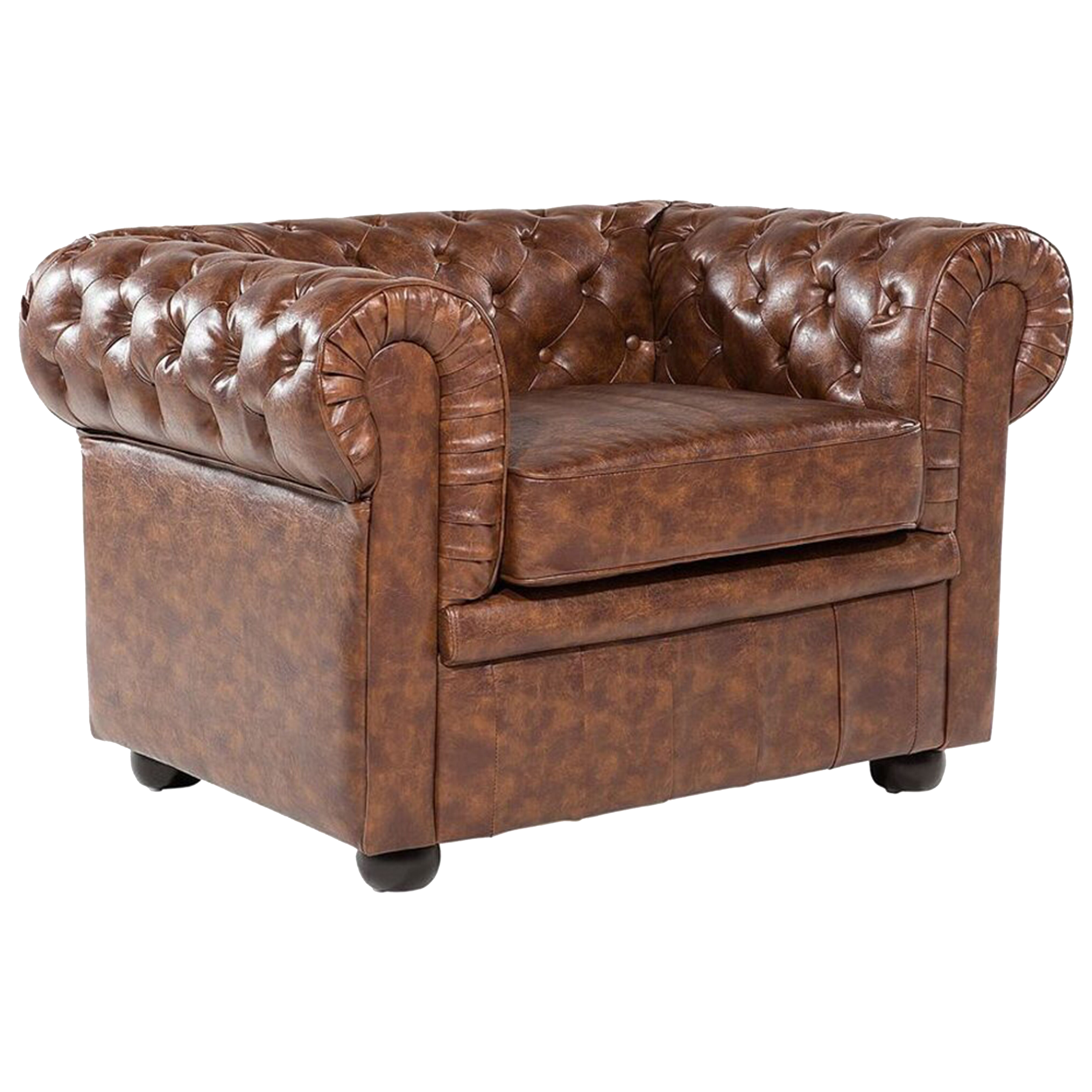 Fåtölj CHESTERFIELD Konstläder Guldbrun